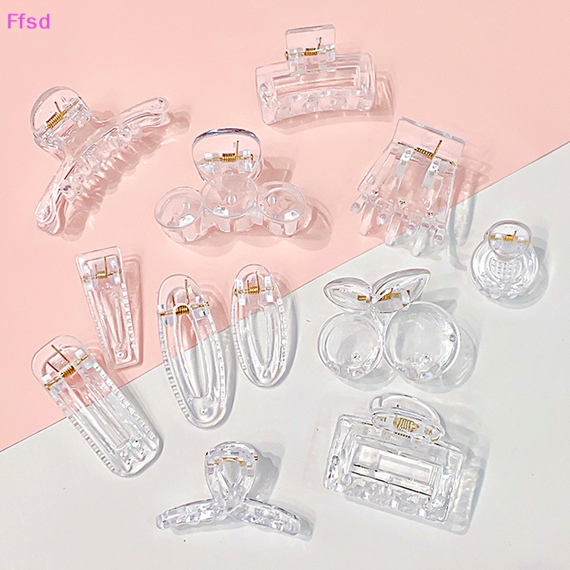 {Ffsd} Set 10 Kẹp Tóc Càng Cua Cỡ Lớn Bằng Nhựa Resin Trong Suốt Đơn Giản Thời Trang Mới Cho Nữ