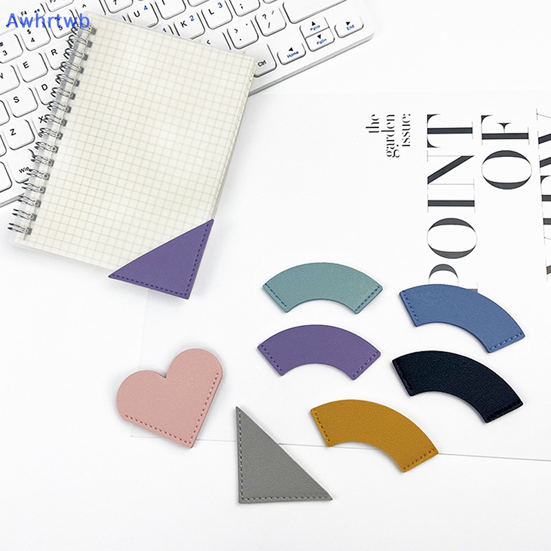 Awhrtwb Thẻ Đánh Dấu Trang Sách Góc Tam Giác / Trái Tim Bằng Da PU Nhỏ Gọn Chống Thấm Nước Làm Quà