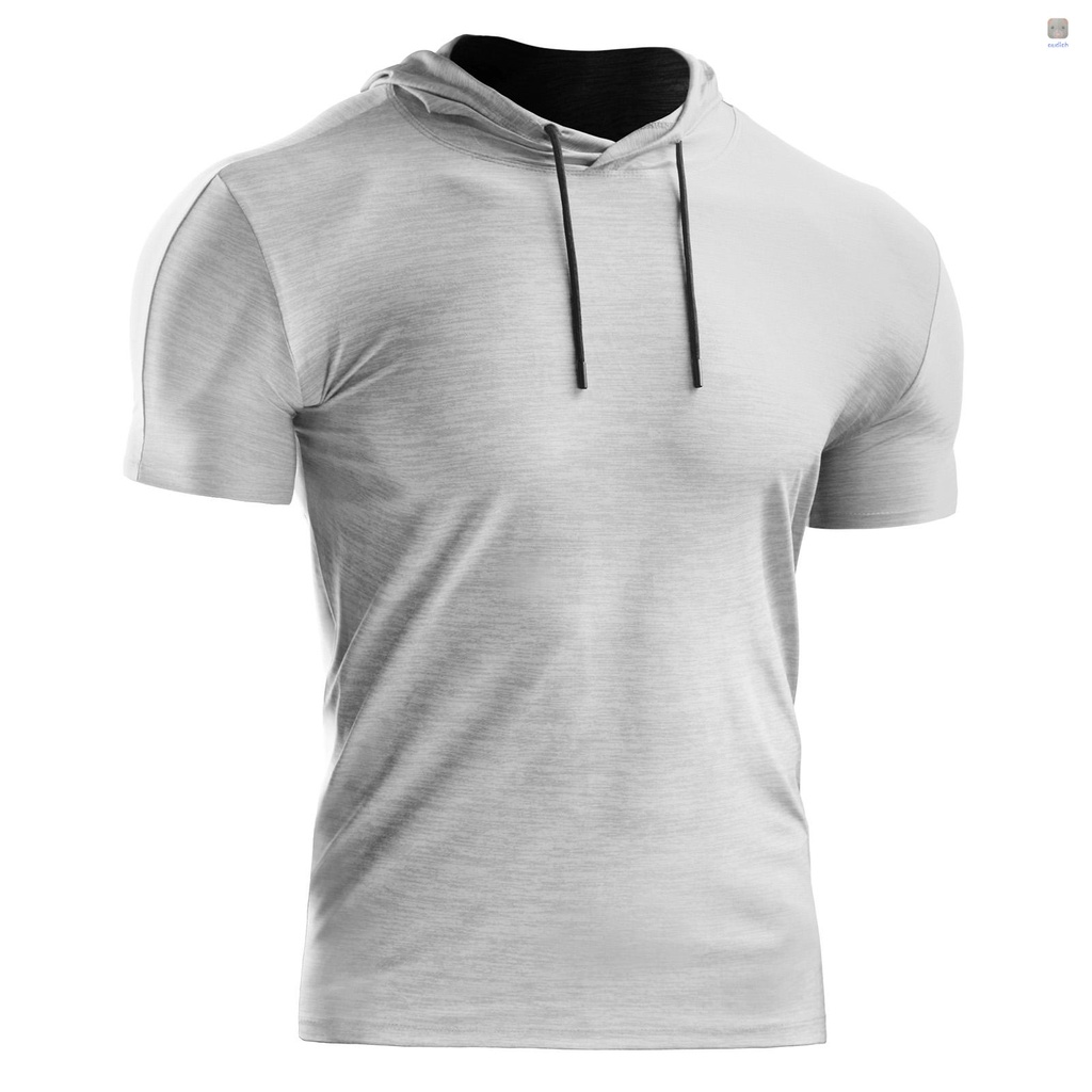 Áo Thun Thể Thao Tay Ngắn Có Nón Rút Dây Màu Sắc Đơn Giản Khô Thoáng Nhanh Thời Trang Mùa Hè