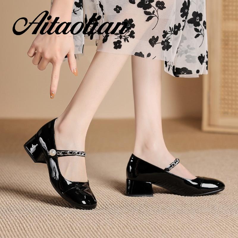 Giày Cao Gót 4cm Chất Liệu Da Bóng Phong Cách Thời Trang lolita Dành Cho Nữ