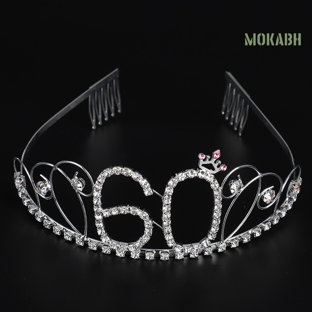 [Mok Abh] Cài Tóc Hình Vương Miện Số 60 Đính Đá Tuyệt Đẹp Cho Cô Dâu