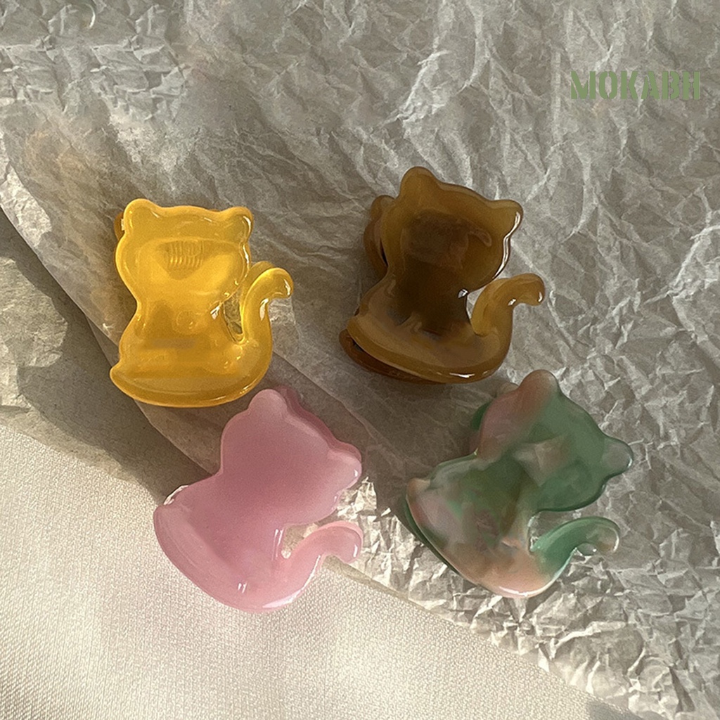 [Mok Abh] Kẹp Tóc Họa Tiết Hoạt Hình Chống Mài Mòn Dùng Hàng Ngày Cho Mèo / Gấu