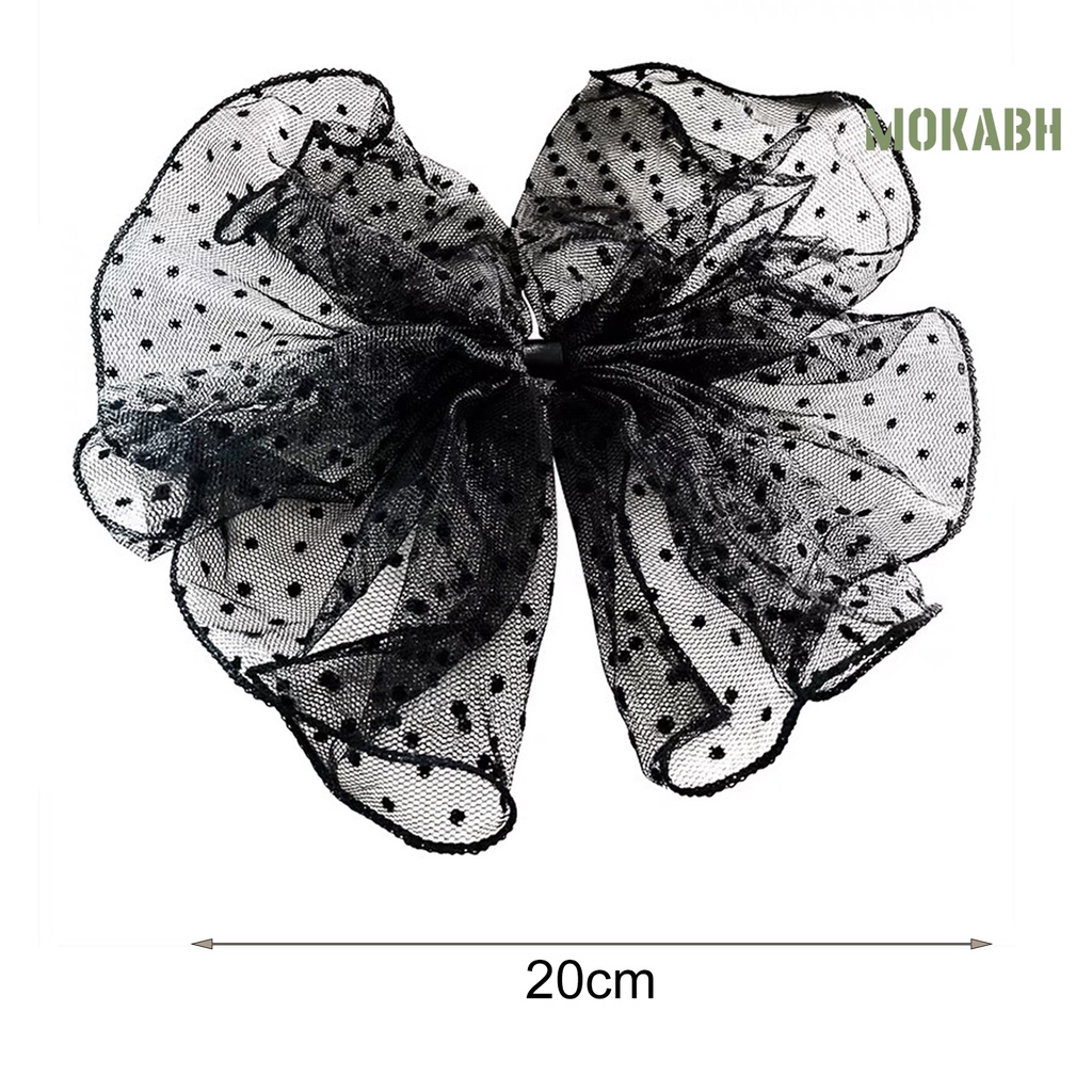 Kẹp Tóc Nơ Họa Tiết Chấm Bi Co Giãn Tốt Phong Cách Hàn Quốc Cho Nữ