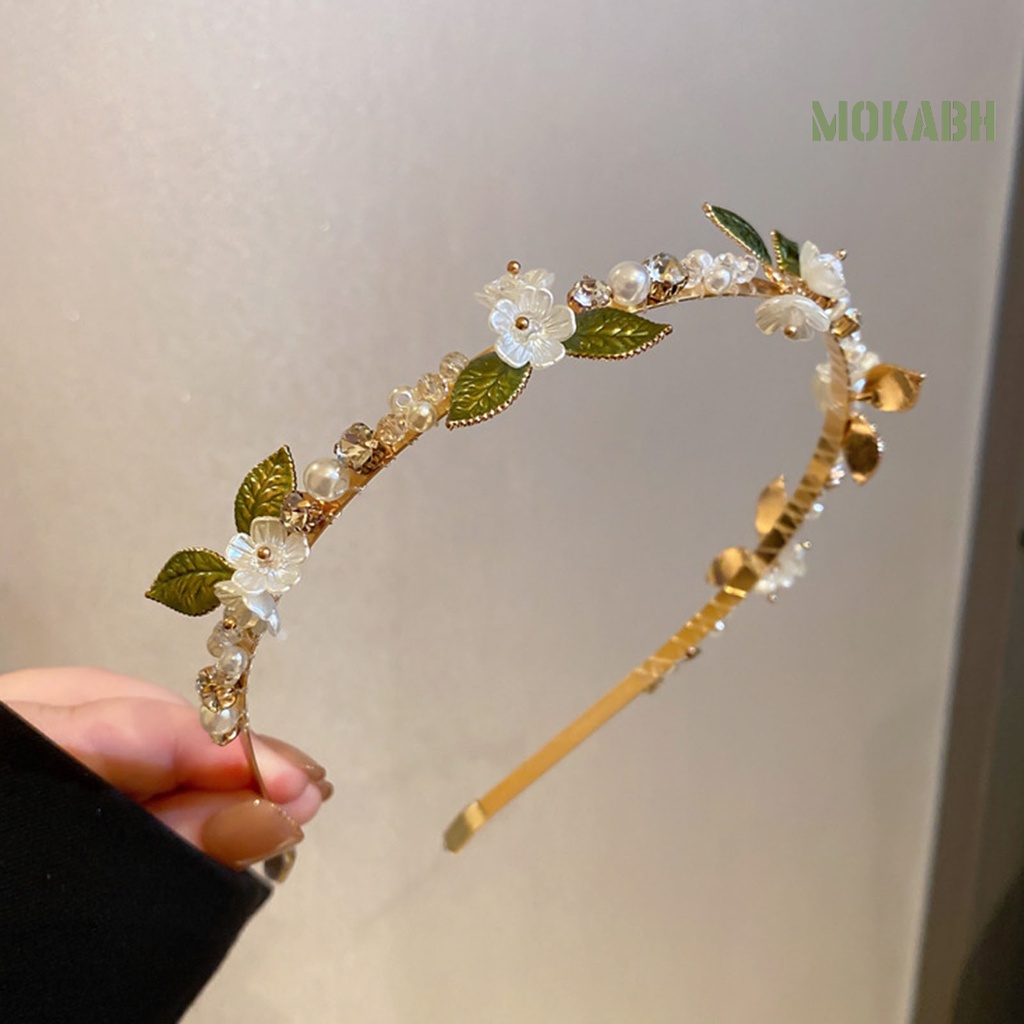 Băng Đô Mạ Vàng Đính Đá Chống Trượt Thời Trang Cho Nữ