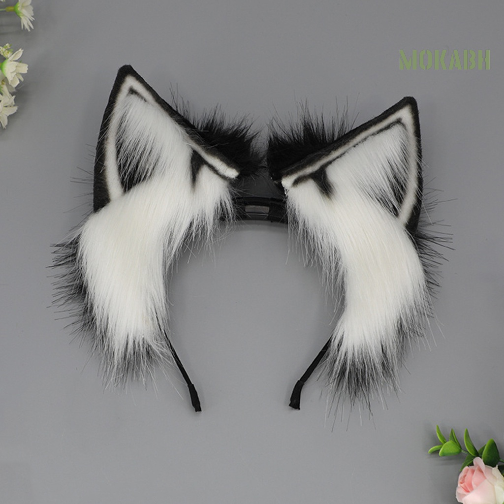 Băng Đô Tai Mèo Bằng Kim Loại Phối Lông Hóa Trang Phong Cách Nhật Bản