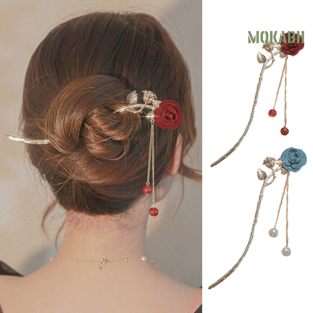 Trâm Cài Tóc Đính Hạt Hình Hoa Hồng Dễ Thương Chống Trượt Cho Nữ