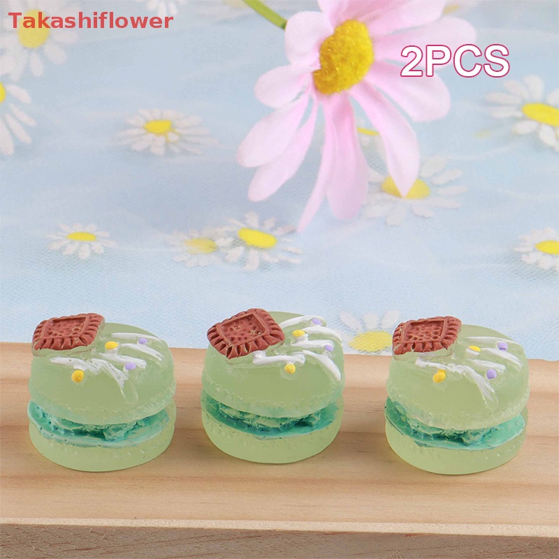 Set 2 Phụ Kiện Trang Trí Điện Thoại Kiểu Bánh Macaron 3D DIY Bằng Nhựa Resin Dạ Quang