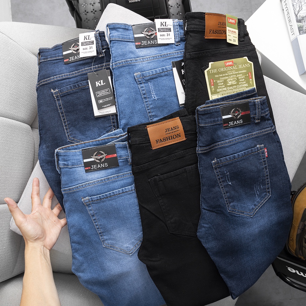 Quần jean nam co giãn wash đẹp trơn xước rách cao cấp form ôm slim FF91F