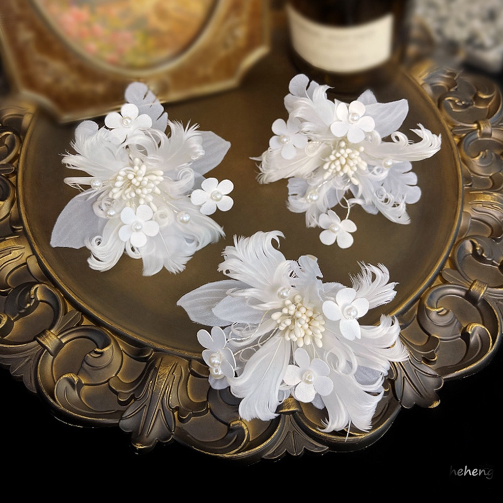 Trâm Cài Tóc Hoa Vải Đính Ngọc Trai Phong Cách Cổ Điển Cho Cô Dâu