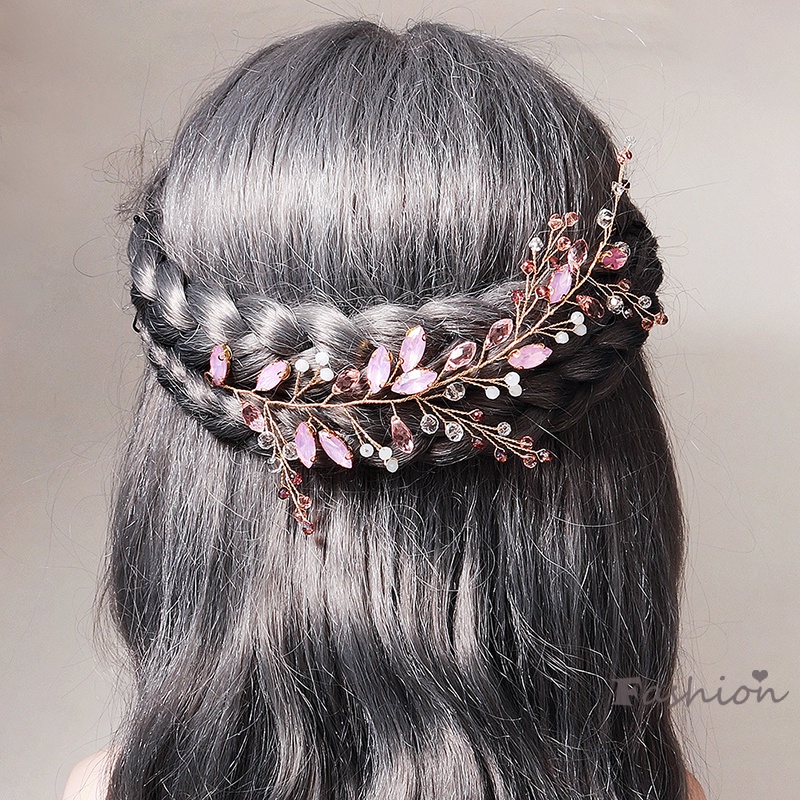 Băng Đô Cài Tóc Đính Hoa Lá Handmade Cho Cô Dâu