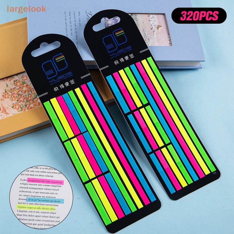 Bộ 320 Miếng Dán Ghi Chú Màu Dạ Quang Trong Suốt Tiện Dụng