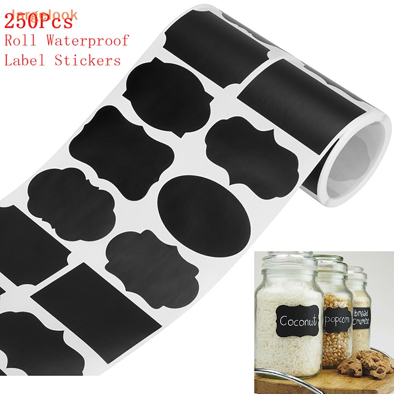 Cuộn 250 Nhãn Dán Chống Thấm Nước Hình Bảng Đen Tiện Dụng Cho Nhà Bếp