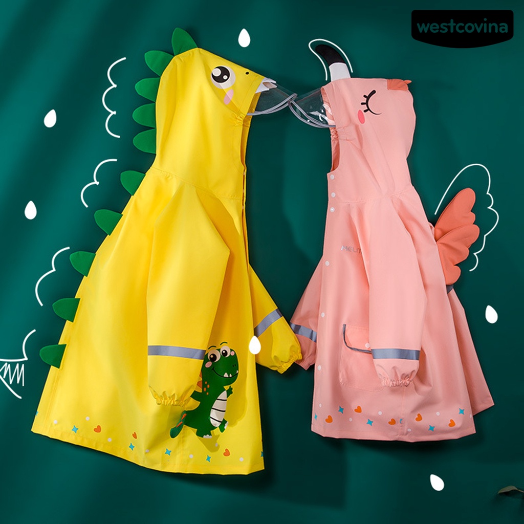 [COD]☁Áo Mưa Nhẹ In Họa Tiết Động Vật Hoạt Hình Chống Nước Có Mũ Trùm Cho Bé Mẫu Giáo