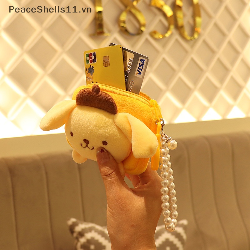 Ví Đựng Tiền Xu Lông Nhung Có Dây Đeo Ngọc Trai Dễ Thương Cho Nữ