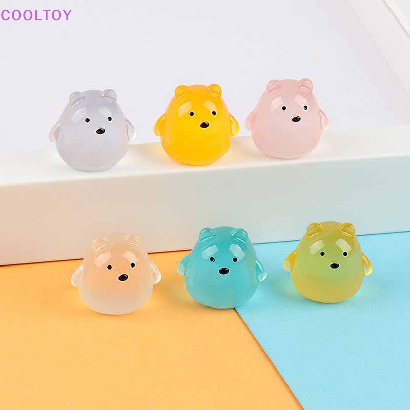 Set 2 Kẹp Tóc Hình Chú Gấu Nhỏ Bằng Nhựa Resin Phát Sáng Dễ Thương Trang Trí Tiểu Cảnh DIY