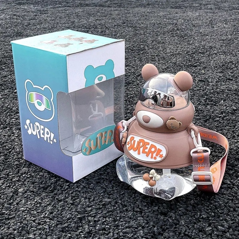 Bình Nước Hình Gấu Đeo Lưng Dung Tích Lớn 1200ml