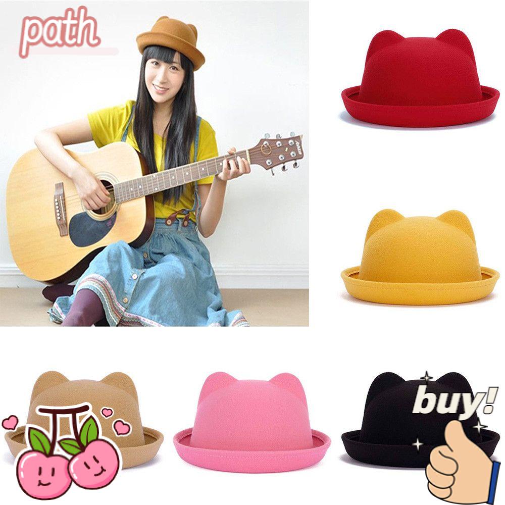 Mũ Len Nữ Màu Trơn Đính Tai Mèo Giữ Ấm Mùa Đông
