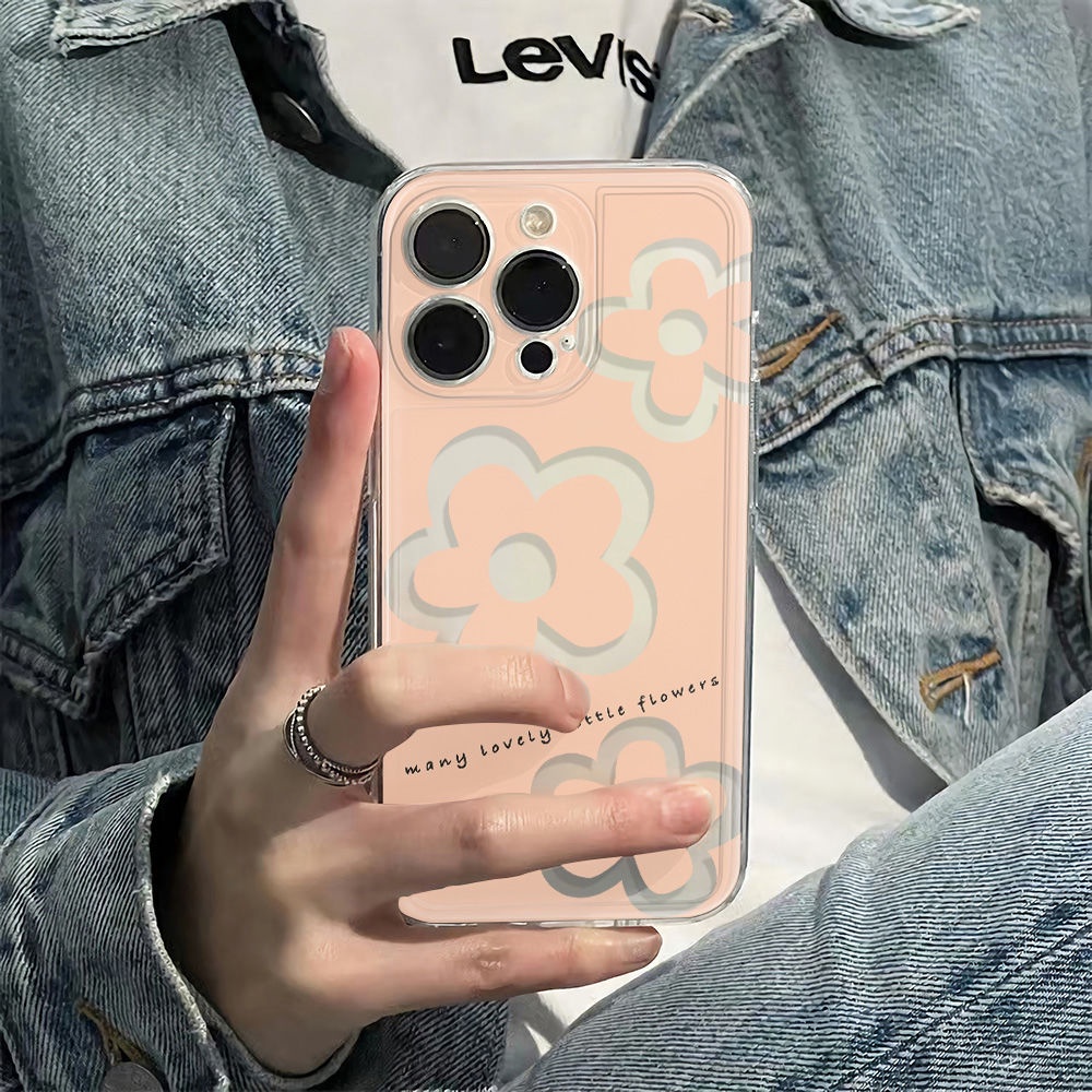 ✅Ốp Điện Thoại Viền Đen Họa Tiết Hoa Đơn Giản Chống Sốc Cho Iphone 13plus 12 6Inmax7811 14pro QLHK