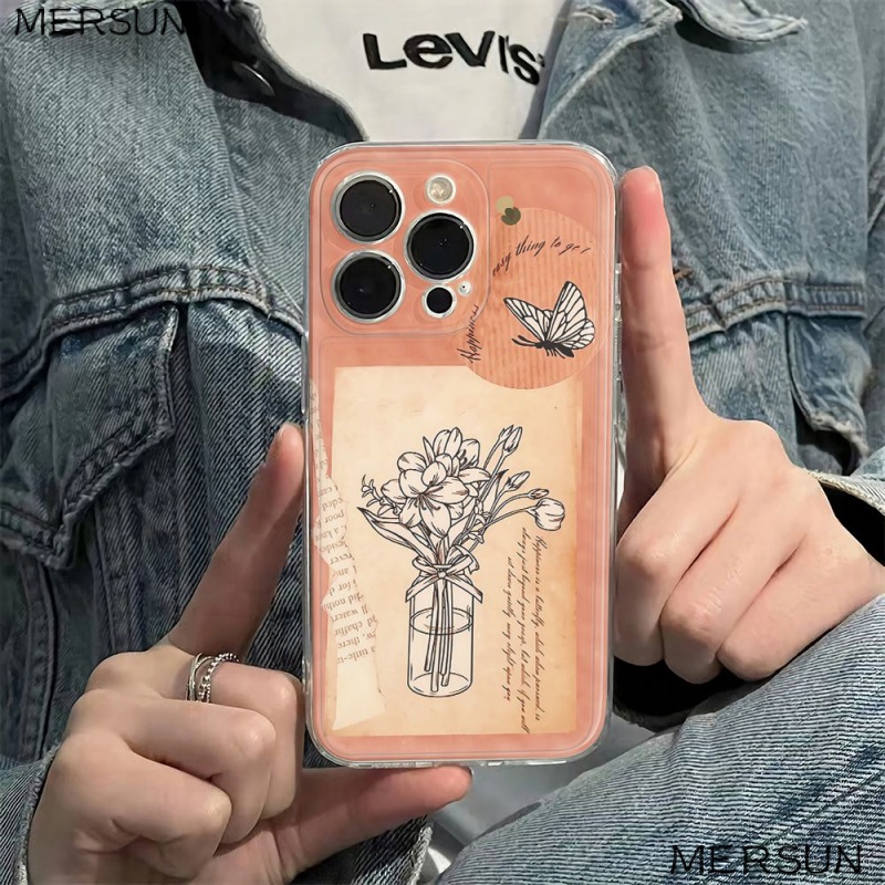 ✅Ốp Điện Thoại Mềm Chống Sốc Họa Tiết Bướm Phong Cách Retro Cho Iphone 11 12Plus 14pro 1378 max 6In