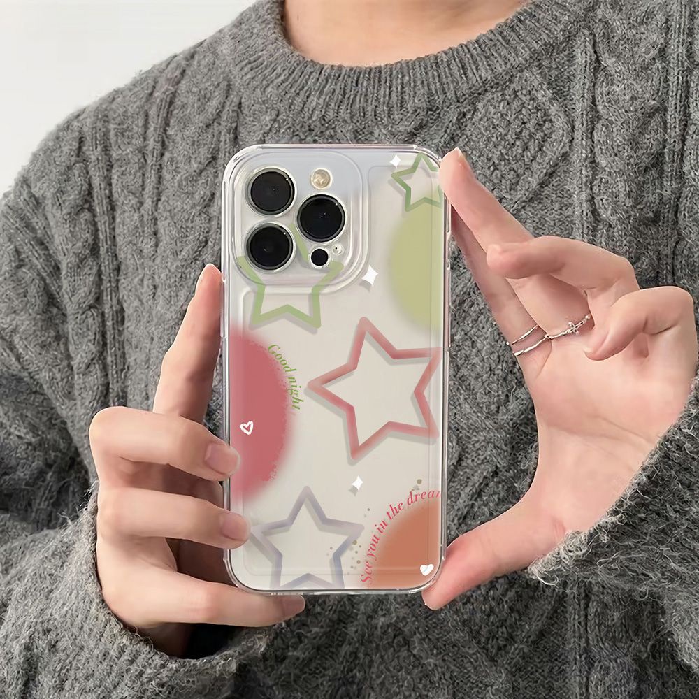 ✅Ốp Điện Thoại Dẻo Họa Tiết Ngôi Sao Năm Cánh Đơn Giản Chống Rơi Cho iPhone12plus 6Inmax14Pro 4W99 1178 13