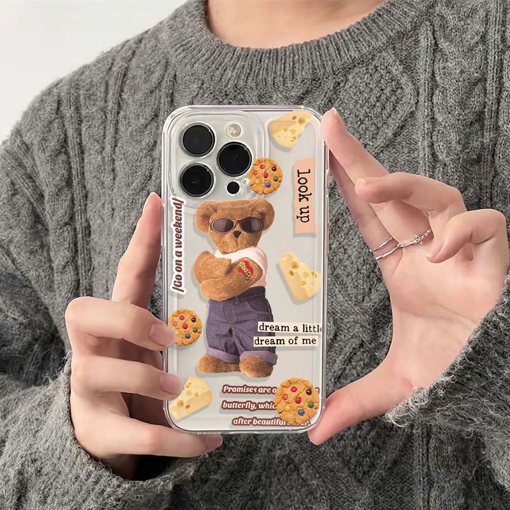 ✅Ốp Điện Thoại Mềm Chống Sốc Hình Gấu Cho Iphone 13 11 78 12 14pro 6In KC8Z