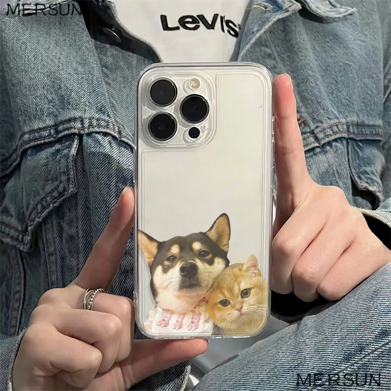 ✅Ốp Điện Thoại Mềm Chống Sốc In Hình Chó / Mèo Đơn Giản Cho Iphone Plus 13 14 Pro 11 Max 78 12 6In ILS0