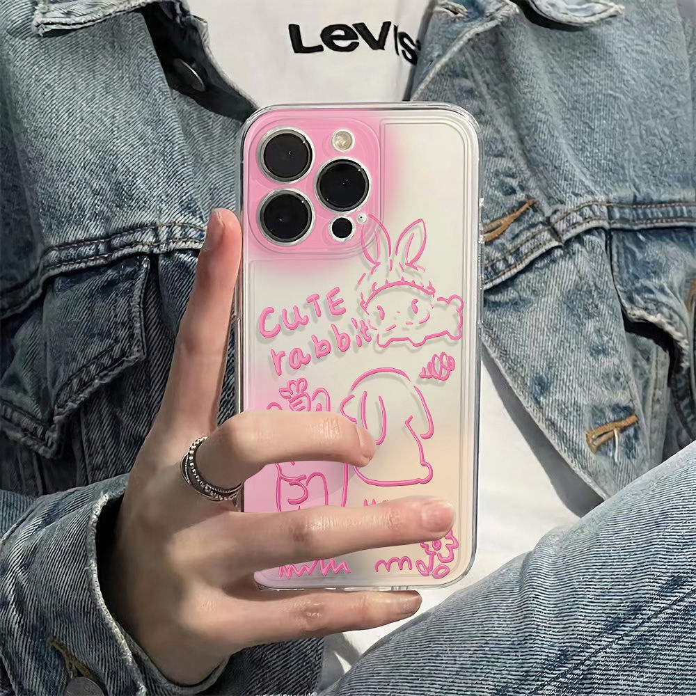 ✅Ốp Điện Thoại Mềm Chống Sốc Họa Tiết Thỏ Graffiti Đơn Giản Cho Iphone 13 78 14pro 11 126Inch