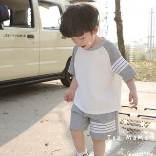 Bộ Đồ Thể Thao Ngắn Tay Dáng Rộng Phong Cách Hàn Quốc Thời Trang Mùa Hè Cho Bé Trai