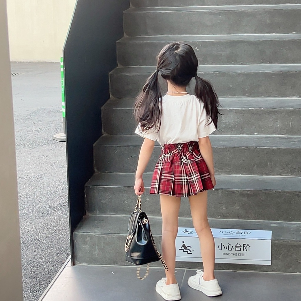 Chân Váy Xếp Ly Lưng Thun Thêu Họa Tiết Phong Cách Hàn Quốc Thời Trang Mùa Hè Xinh Xắn Cho Bé Gái