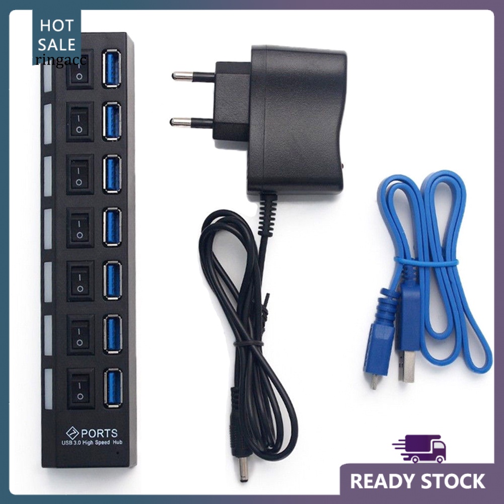 Bộ Chia 7 Cổng USB 3.0 Kèm Công Tắc Đóng / Mở