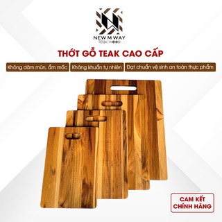  Thớt gỗ Teak NEW M WAY hình chữ nhật có tay nắm nhiều kích cỡ gọn nhẹ 