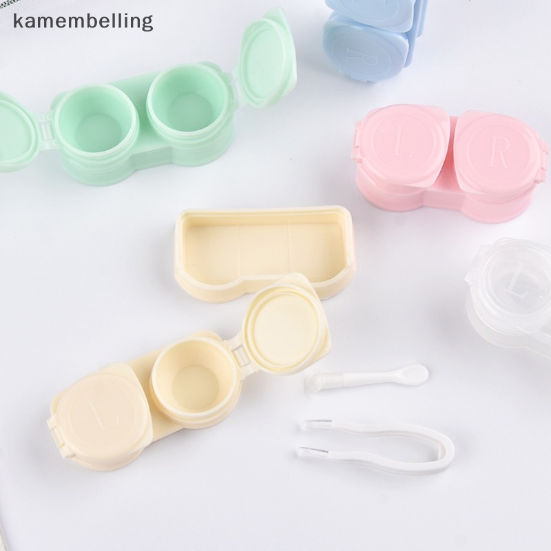 Kamembelling Hộp Đựng Kính Áp Tròng Kèm Nhíp Màu Macaron Phong Cách Đơn Giản Nhỏ Gọn Tiện Dụng Mang Theo Du Lịch Cho Nữ