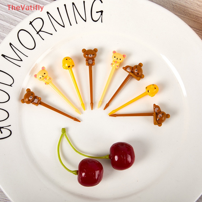 [Thevalifly] Set 8 Nĩa Ăn Trái Cây Hình Động Vật Hoạt Hình Mini Có Thể Tái Sử Dụng Làm Quà Tặng