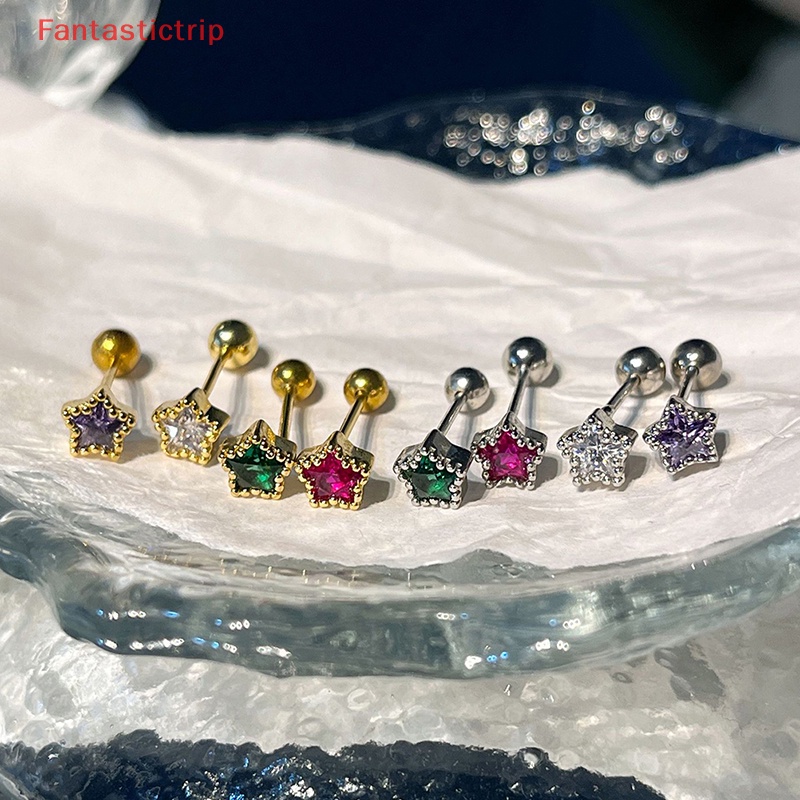 1 Đôi Bông Tai Đính Đá Zircon Hình Ngôi Sao Thời Trang Dành Cho Nữ