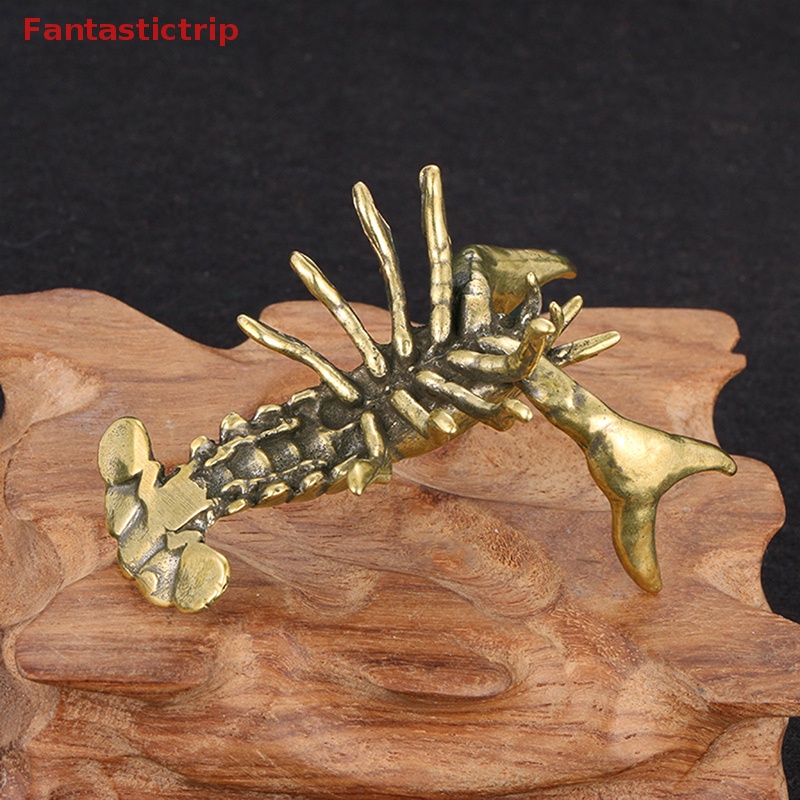 [Fantastictrip] Giá Đỡ Bút Bằng Đồng Thau Trơn Hình Con Tôm Hùm Vintage Trang Trí Bàn Làm Việc Sưu Tầm