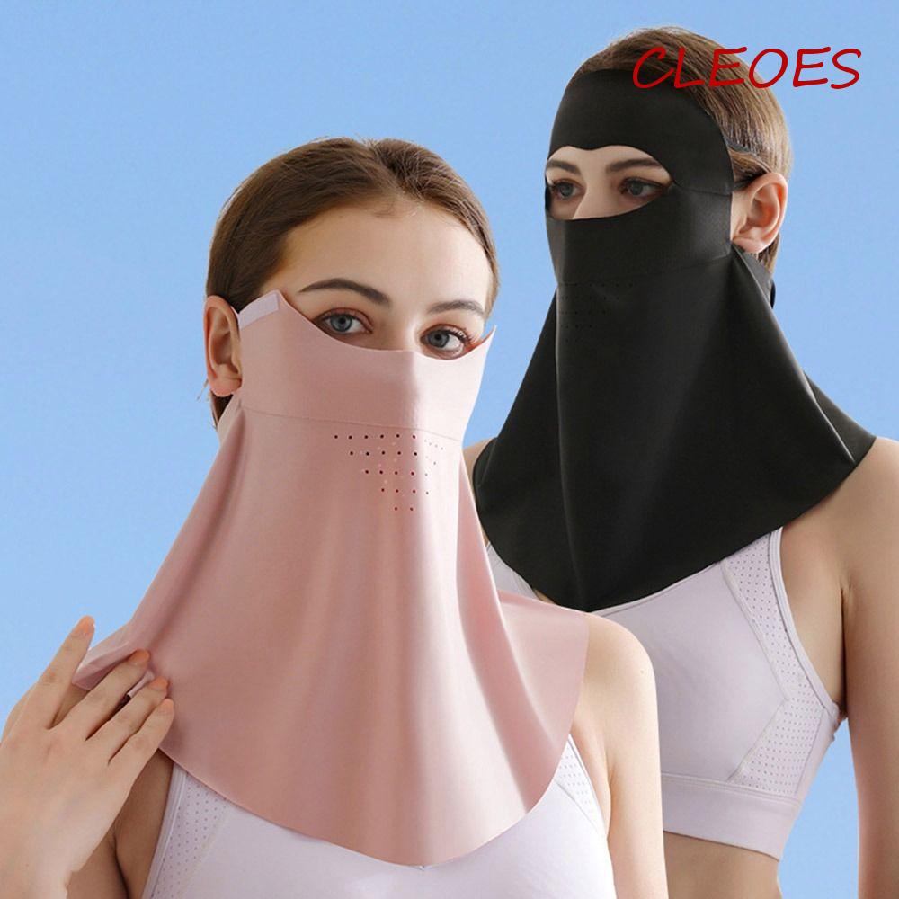 Khẩu Trang Chống Nắng Bằng Lụa Lạnh Mỏng Màu Trơn Bảo Vệ Mắt Có Thể Tháo Rời