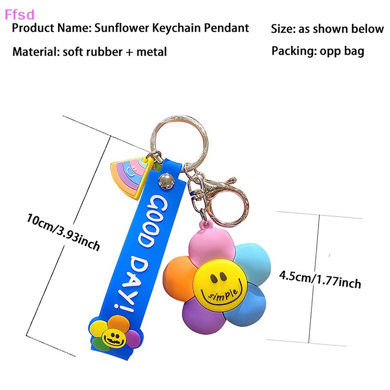 {Ffsd} Móc Chìa Khóa Silicon PVC Hình Hoa Mặt Cười Nhiều Màu Sắc Dễ Thương Sáng Tạo Thời Trang * Bán Chạy