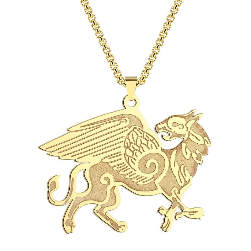 Vòng cổ Bằng Thép Không Gỉ Mặt Hình Anglo Saxon Griffin Thời Trang Cho Nam
