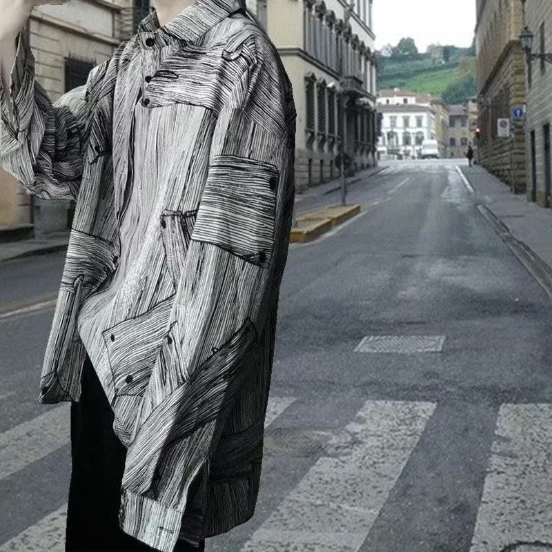 Áo Sơ Mi Nam Dài Tay Họa Tiết Hoa vintage Thời Trang