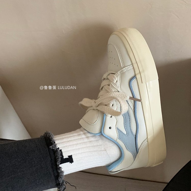 Giày Thể Thao Da Đế Bằng Phong Cách Retro Thời Trang Cho Nữ