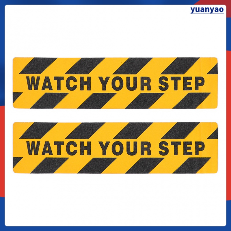Bộ 2 Miếng Băng Keo Dán In Chữ Watch Your Step Sign Cho Bước / Xem Phim