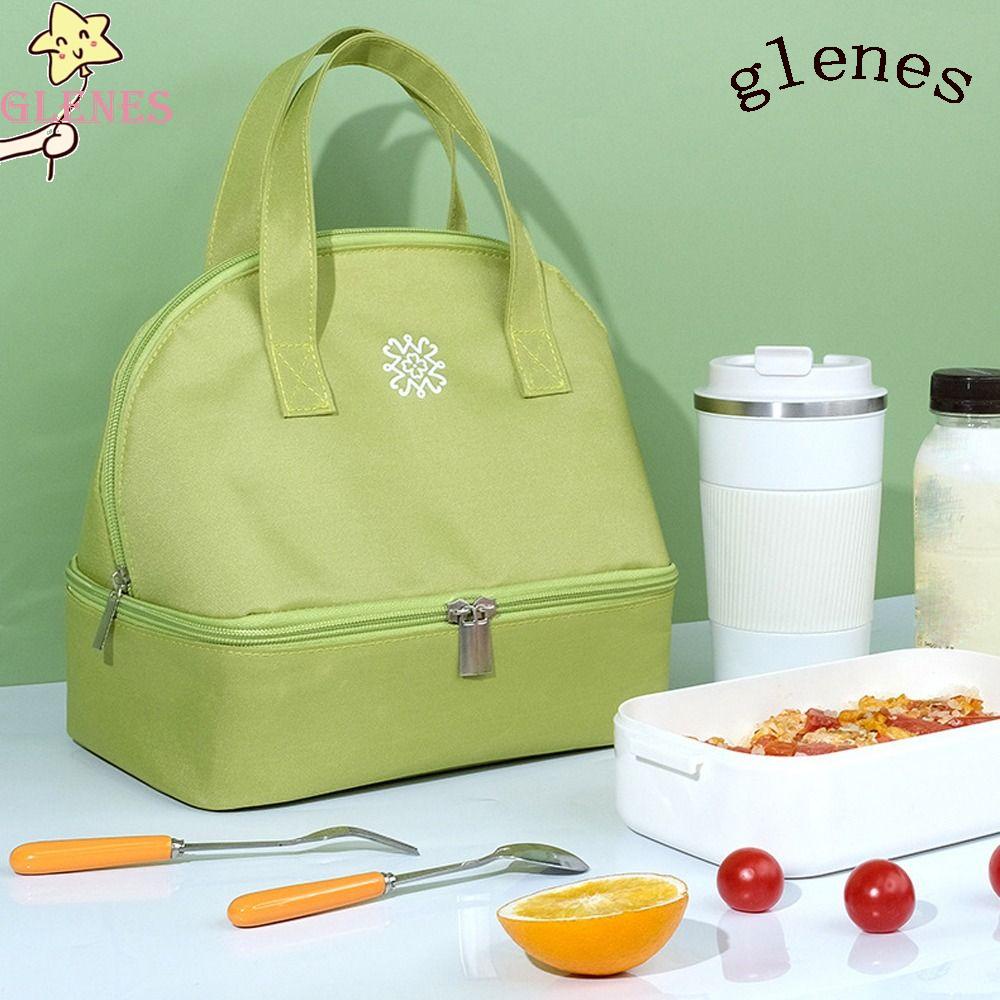 Túi Đựng Hộp Cơm Trưa Hai Tầng Cách Nhiệt Chống Nước Màu Trơn Đơn Giản Kích Thước Lớn Hiệu Milees Dành Cho Bạn Nữ Mang Đi Dã Ngoại