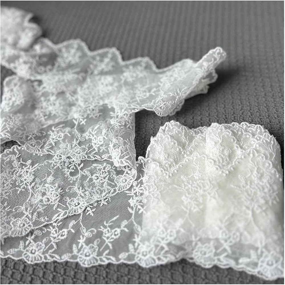 2 Yards Vải Ren Thêu Hoa Thủ Công Dành Cho Trang Trí Đám Cưới / Trang Trí Đám Cưới Rộng 10.5Cm