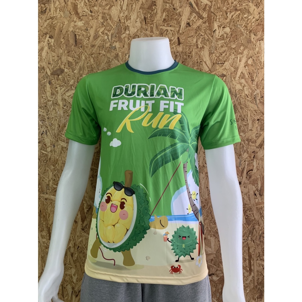Áo Sơ Mi Chạy Bộ Họa Tiết Sầu Riêng Màu Xanh Lá Cây Hình Trái Sầu Riêng