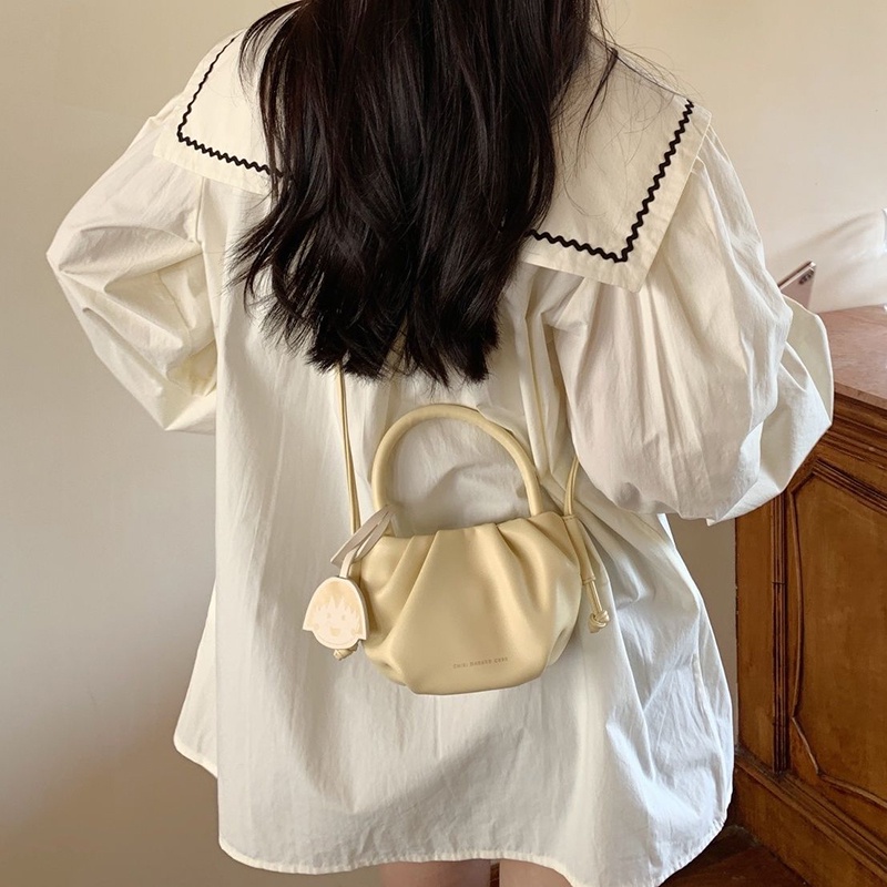 Túi Đeo Chéo Hình Đám Mây Mềm Mại Màu Trơn Dễ Thương Cho Nữ