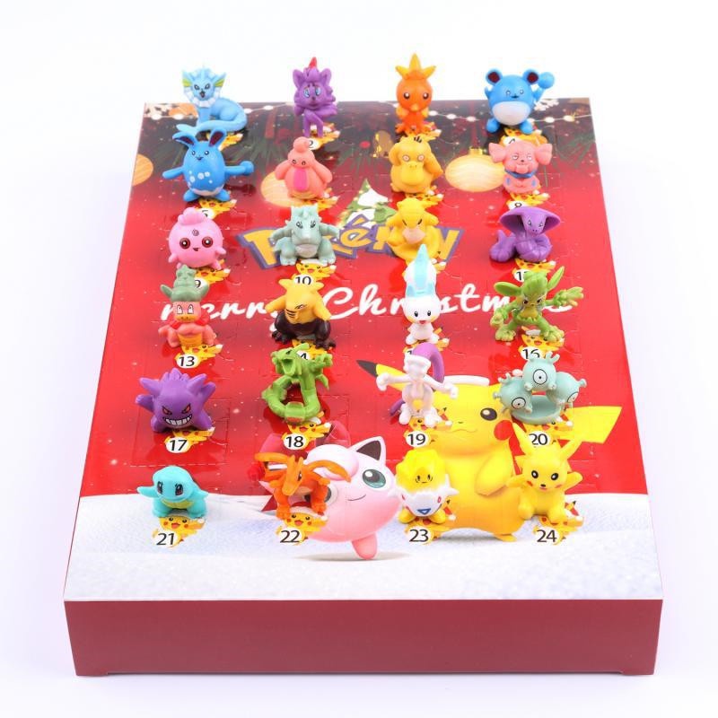 24 pokemon anime hộp lịch pikachu mô hình giáng sinh hộp mù quà tặng trẻ em