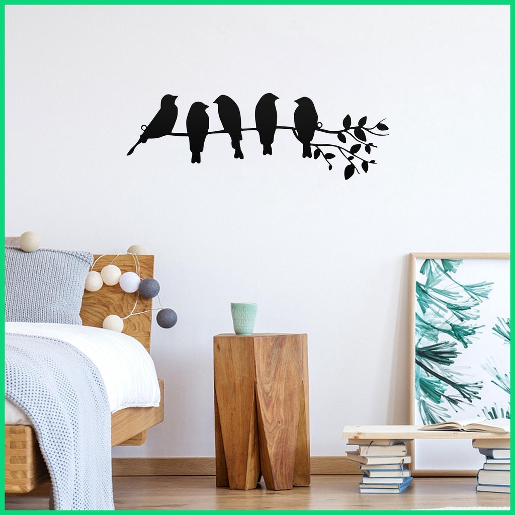 Phụ Kiện Trang Trí Tường Hình Chim Và Lá Bằng Kim Loại Độc Đáo