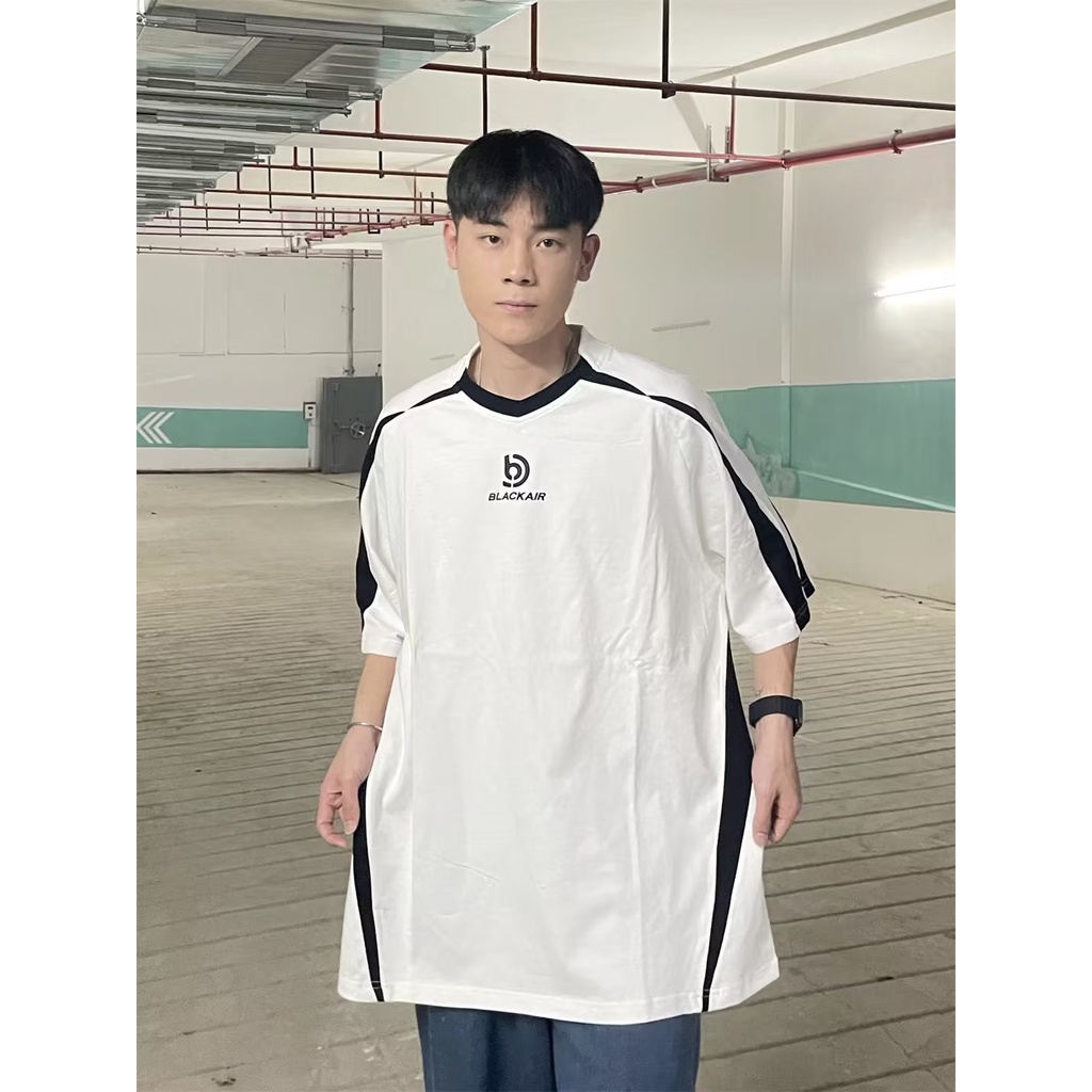 Áo Thun Tay Ngắn Dáng Rộng Màu Sắc Tương Phản Phong Cách Retro Dành Cho Nữ