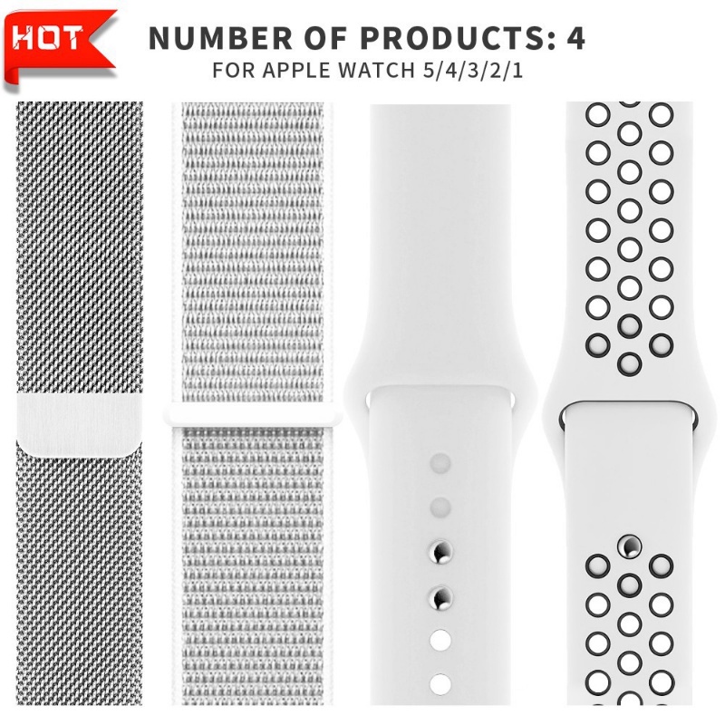 Bộ 4 Dây Đeo Silicone Cho Đồng Hồ Thông Minh Apple Watch Ultra Series 8 7 6 se5 4 3 2 40mm 44mm 45mm 41mm 42 38mm 49mm