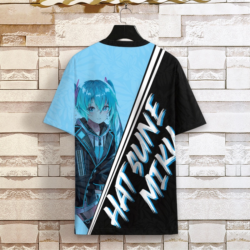 Áo Thun Ngắn Tay Size Lớn In Họa Tiết Hatsune Miku Mau Khô Dành Cho Nam